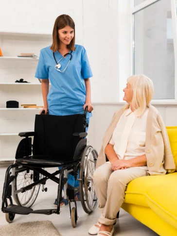 Mission Healthcare carer visiting an older woman at home in Dartford